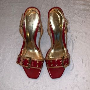 Red leather Audrey Brooke heels, very good used condition. Size 7.5.